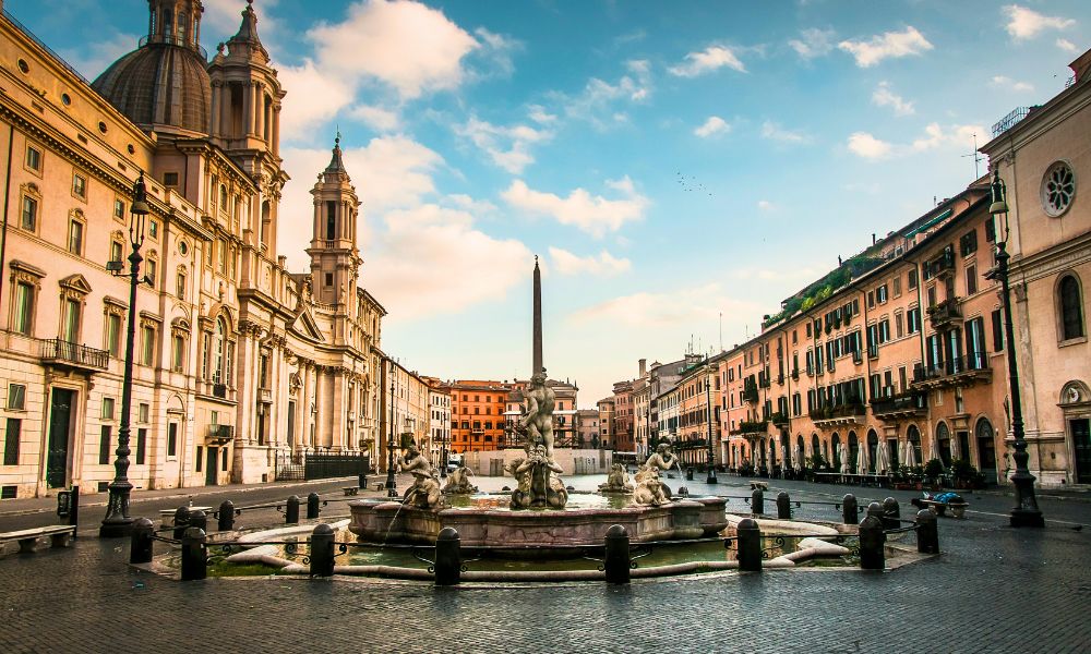 Piazza Navona in Rome with Baroque fountains and lively square