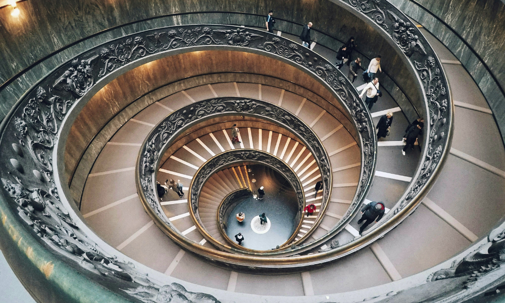 Spiral staircase inside the Vatican Museums in Rome