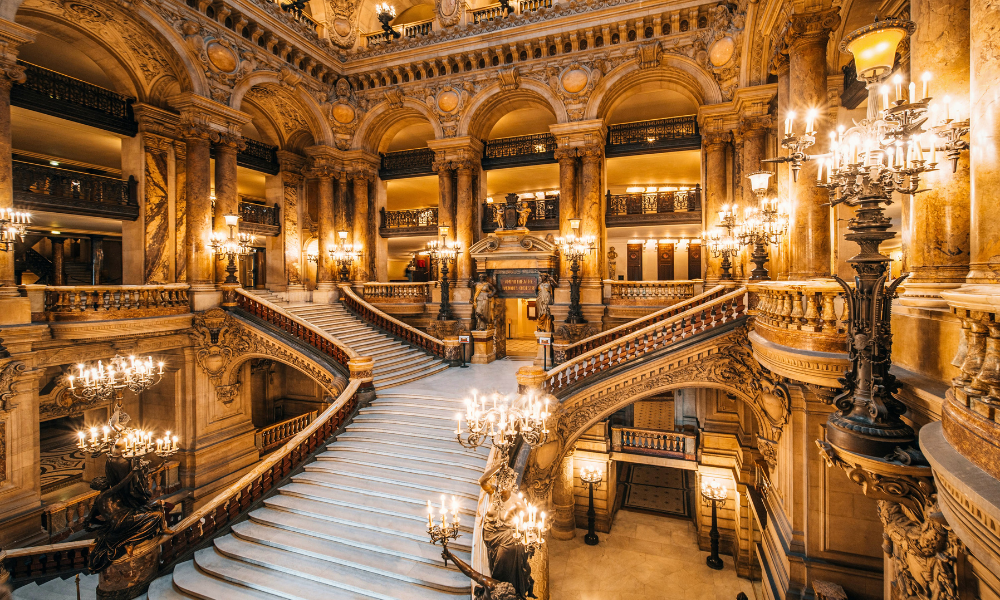 Grand staircase inside Opéra Garnier in Paris