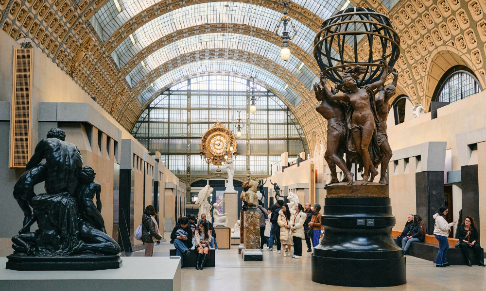 Iconic clock and art inside Musée d’Orsay in Paris