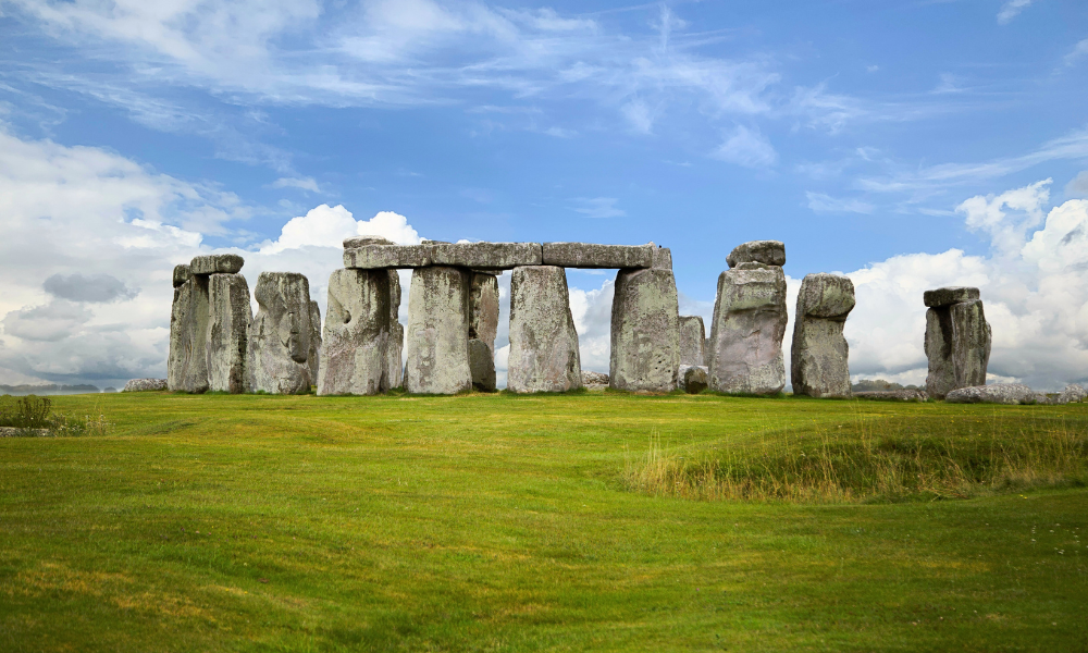 Ancient standing stones of Stonehenge in Wiltshire, England.